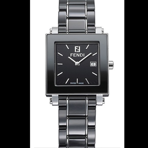Fendi Accessories - Fendi Black Ceramic Swiss made watch Quartz Square
